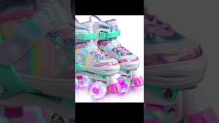 Patins 4 Rodas Infantil Arco Íris Led Kit Proteção