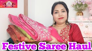 Womens Festive Saree Haul Festive Wear Saree Under 500 Rs Heavy Sarees Priti Sharma Vlogs