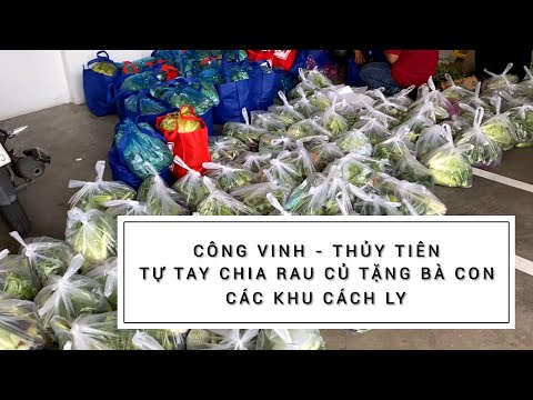 Công Vinh - Thuỷ Tiên tự tay chia rau củ tặng bà con các khu cách ly