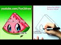 Kawaii Food - How to Draw Food - Watermelon - Popular Cartoon Drawing Video - Fun2draw