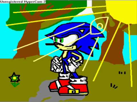 me drawing sonic on MS paint