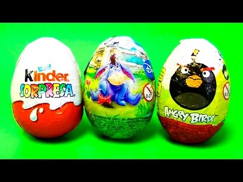 Surprise Eggs Angry birds, Winnie the Pooh Kinder Sorpresa huevo chocolate by lababymusica
