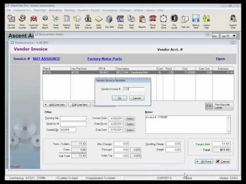 MaxxTraxx Auto Shop Software Video Lessons - Restock Parts Methods