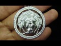 Designer Iced out Sterling Silver Medusa Greek Pendant in Circle only at Mr Chris Da Jeweler