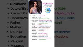 Priya Anand South Actress Biography