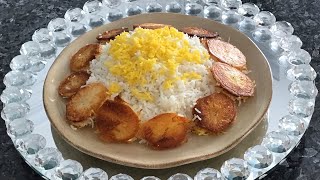Persian Rice W Crispy Potatoes Tahdig Persian Steamed Rice برنج با ته دیگ سیب زمینی