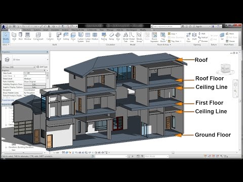 BIM Revit 3D Tutorial for Beginners 6of10, Adding Floor, False Ceiling, & Roof