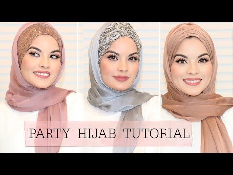 3 EASY HIJAB STYLES FOR PARTY/ WEDDING | Omaya Zein - YouTube