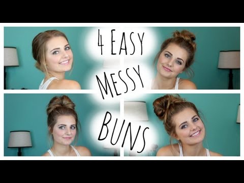 NO HEAT HAIRSTYLES: 4 Easy Messy Buns!| HauteBrilliance - YouTube