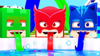 A Piscina Dos Pj Masks Corujita, Lagartixo E Menino Gato No Minecraft