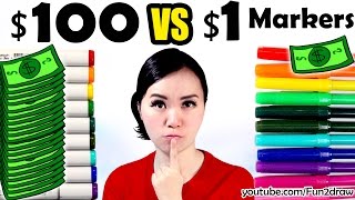 $1 vs $100 MARKER ART CHALLENGE! | Mei Yu