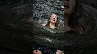 Giant Snake Attacks Terrified Womans Jungle Survival Battle