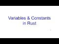 Variables and Constants | Rust Programming | Kovolff