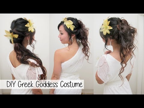 DIY Greek Goddess Costume l Hair Accessories & No Sew Toga - YouTube