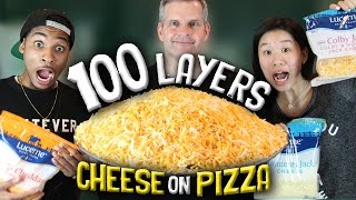 100 LAYERS CHALLENGE CHEESE ON A PIZZA!!! 100 LAYERS CHALLENGE CHEESE ON A PIZZA!!!