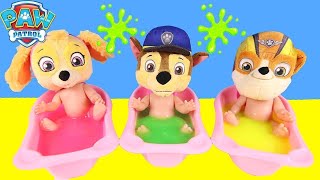 Dreamworks Trolls Bedtime Routine With Paw Patrol Skye Using Diy Play-Doh Slime Baths