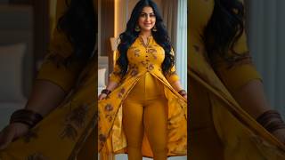Elegant & Bold Curvy Beauty In Yellow Floral Ethnic Wear