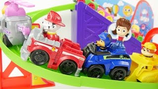 Paw patrol racing mini cars on rollercoaster