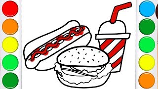 How To Draw Easy Hot Dog Hamburger Soda How To Draw With Graphic Tablet