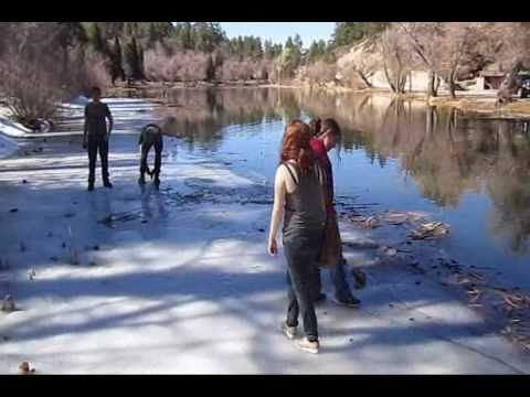 Girl falls through ice