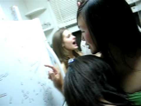 A few drunk Asian girls trying to make a dirty sentence with a ton of those