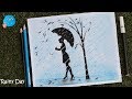 How to draw a Rainy Day Scenery Drawing in pencil color