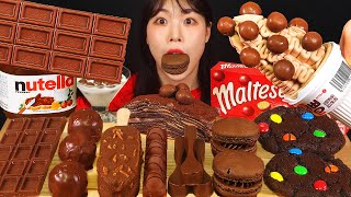 ASMR MUKBANG| 초콜릿 디저트 초코 아이스크림 마카롱 먹방 & 레시피 CHOCOLATE DESSERT ICE CREAM EATING