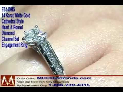 ES140HS Heart shape Diamond Cathedral Channel Set Engagement Ring by MDC 