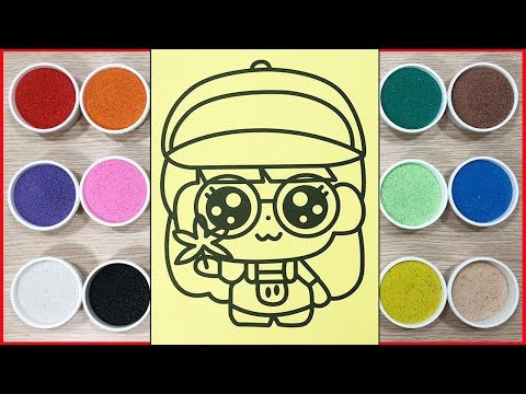 Sand painting, TÔ MÀU TRANH CÁT CÔNG CHÚA CHIBI, sand painting princess toys kids (Chim Xinh)