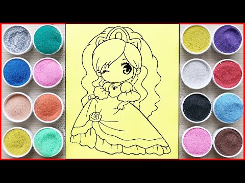 TÔ MÀU TRANH CÁT CÔNG CHÚA THẦN TIÊN LÀM CÔ DÂU - Sand painting princess so lovely (Chim Xinh)