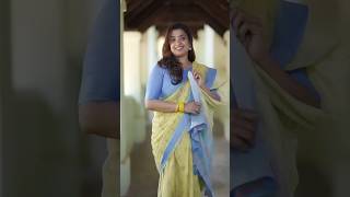 Peaceful Yellow Sky Blue Saree