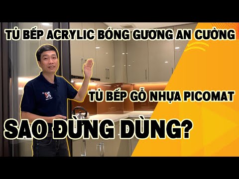 Tủ bếp Acrylic bóng gương An Cường, gỗ nhựa Picomat | Nội thất Việt Lâm