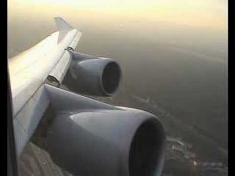 Lufthansa B747 Takeoff 07L wingview