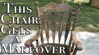 How to Use Gel Stain to Update Furniture ~ Rocking Chair Makeover with Cricut Image Transfer