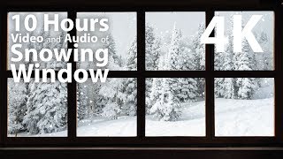 4K HDR 10 hours - Snowing Outside Window - relaxing, gentle, calming