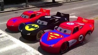 Spider-Man, Batman & Superman Race track with their Flash McQueen Cars!