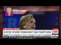 Laughter elicited when Clinton suggests she's the most transp...