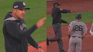 Aaron Boone And Dj Lemahieu Get Ejected For Arguing After Foul Ball Call Stands On Challenge