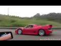 Ferrari F50 and Lamborghini LP640 high speed on freeway!