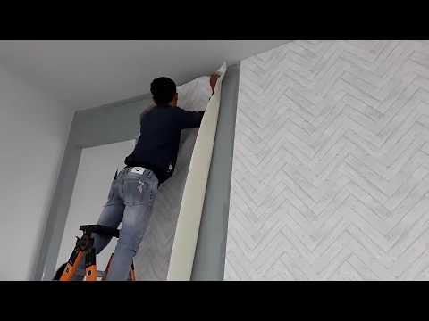 Thi Công Giấy Dán Tường vân gỗ | TLXD