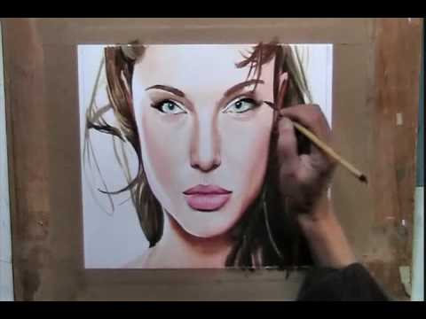 Angelina Jolie Watercolor Portrait made by professional artist from 