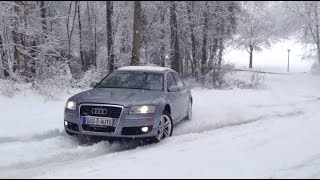 Audi A8 Quattro 4.2 V8 Vs. Bmw X5 Snow Ice Uphill Test