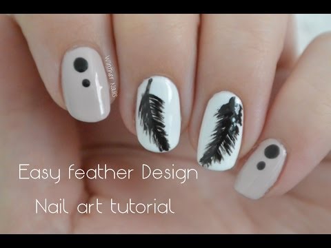 Simple and elegant  feather design | Nail art tutorial - YouTube