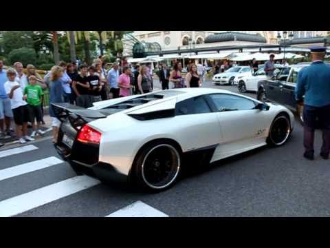White Lamborghini LP 6704 SV Sound parking in Monaco 