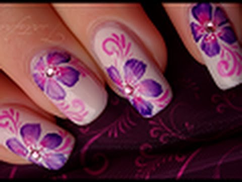 Nail art one stroke fleurs du japon / Japanese one stroke flowers nail art