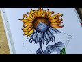 DIBUJANDO UN GIRASOL CON ESTILO DIFERENTE - SPEED DRAWING