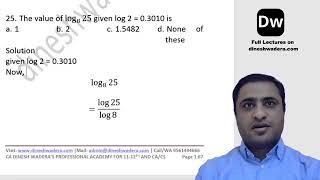 Lecture 14 - Ratio, Proportion, Indices and Logarithm - Part 8 - CA Foundation