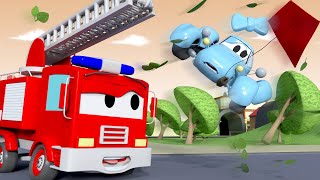 Car Patrol - Baby Katy FLIES Away - Car City ! Police Cars and fire Trucks for kids
