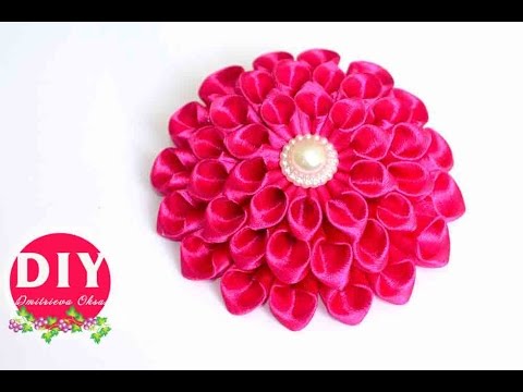 Канзаши плоские розы мастер класс Канзаши плоские розы мастер класс