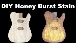 Diy Honey Burst Stain On Guitar Body - Flamed Ash Top